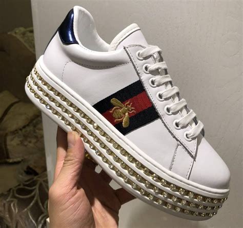 gucci sneakers bluefly|Gucci platform sneakers with crystals.